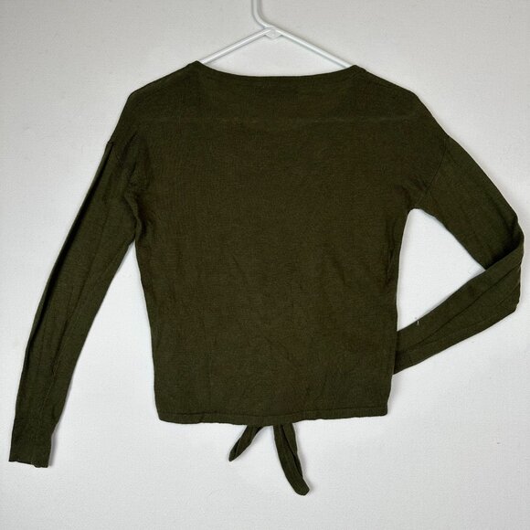 Madewell Fine Gauge Tie Front Sweater in Foliage Green - Picture 2 of 7
